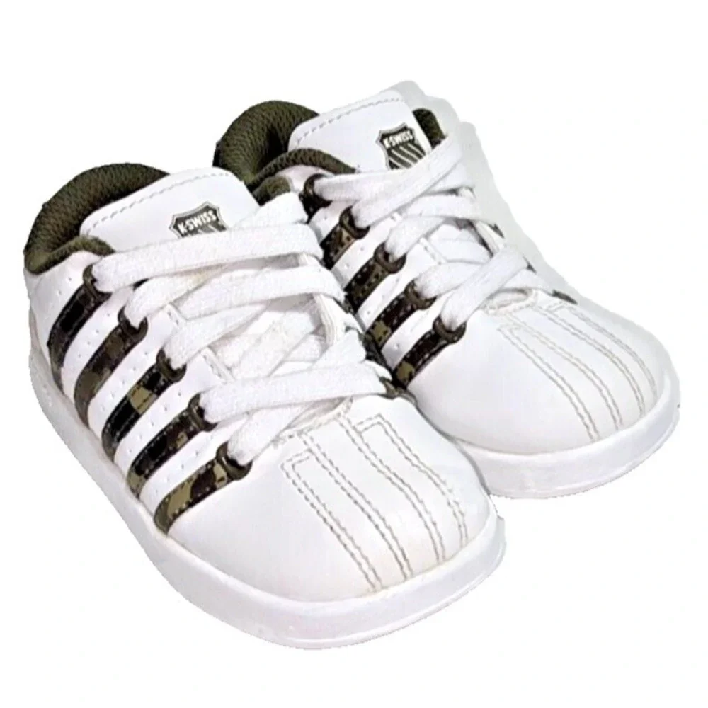 k swiss‎ vn camo toddler sneakers size 7 white shoes camo stripes lace up kids